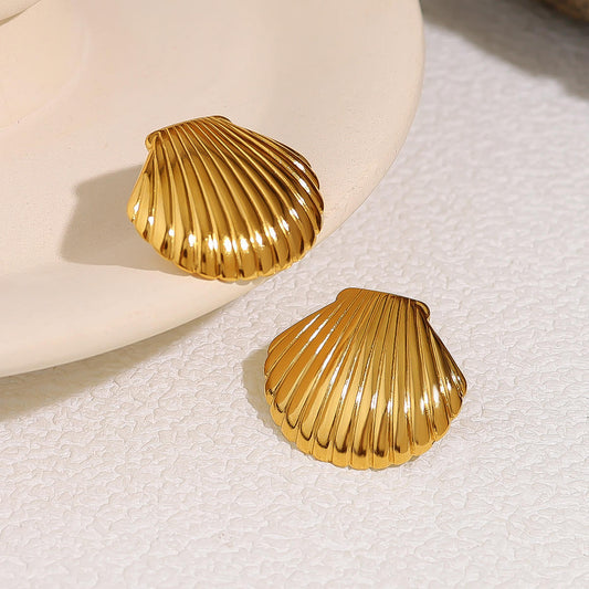 Gold Shell Stud Earrings