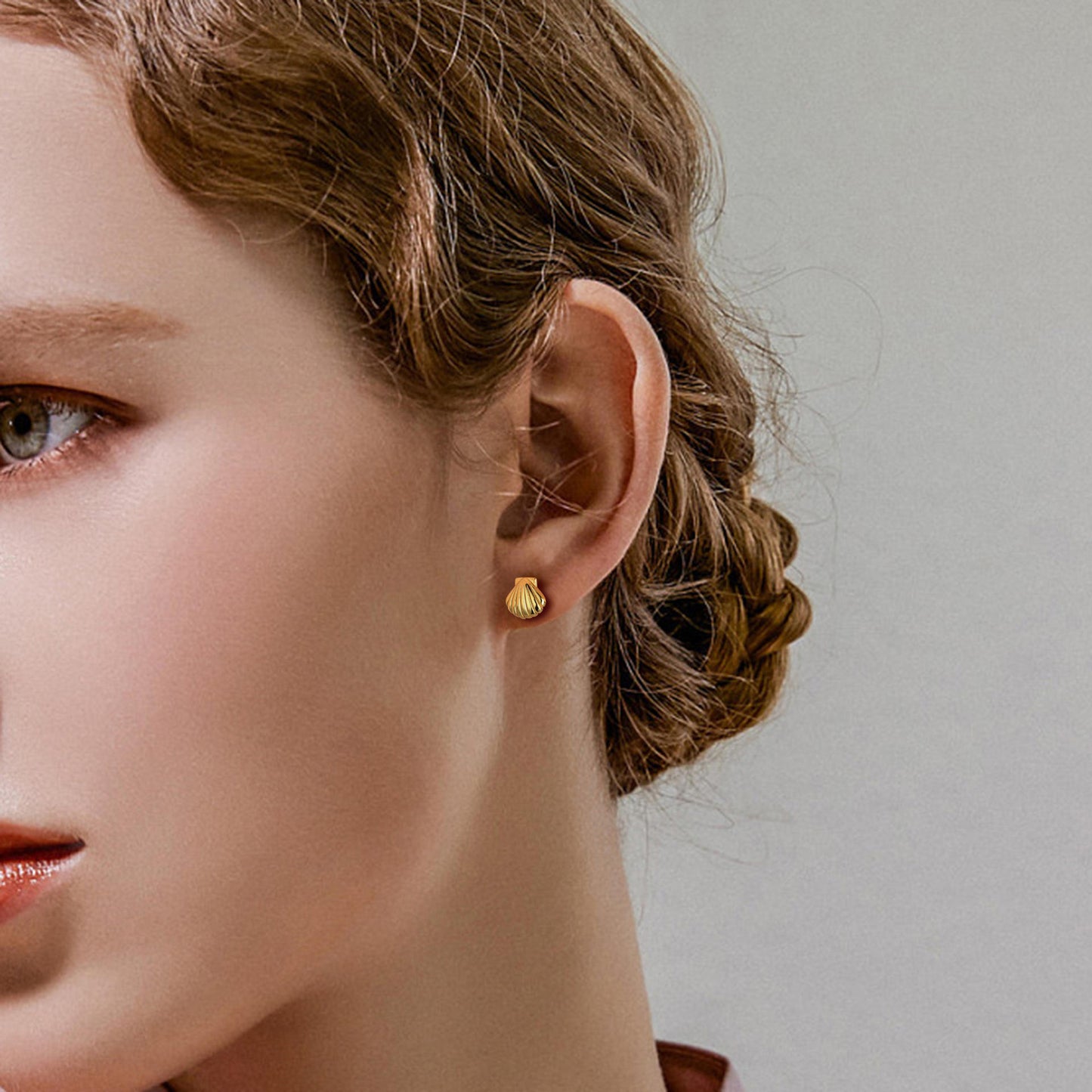 Gold Shell Stud Earrings