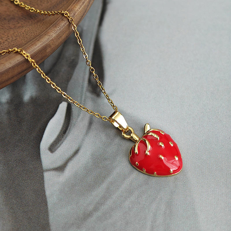Red Strawberry Pendant Necklace