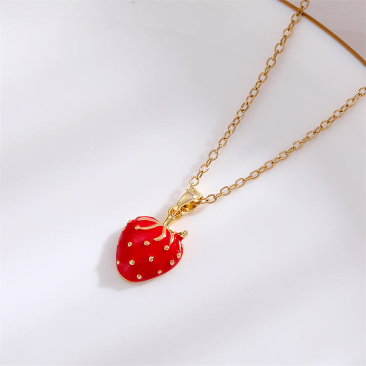 Red Strawberry Pendant Necklace