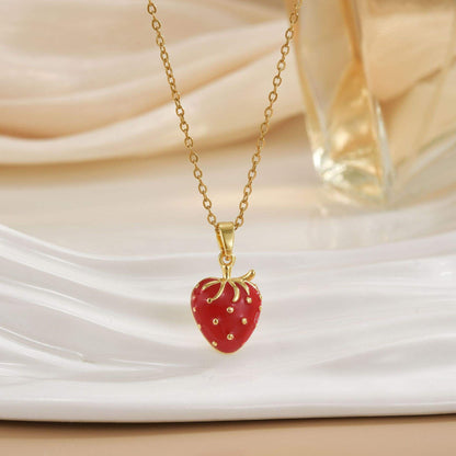 Red Strawberry Pendant Necklace