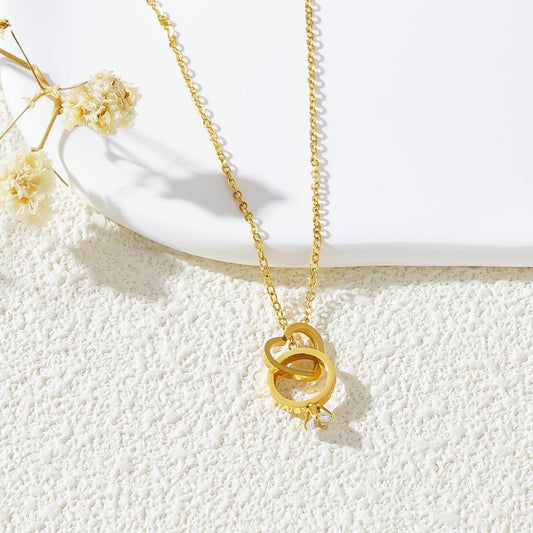 Interlocked Heart & Ring Pendant Necklace