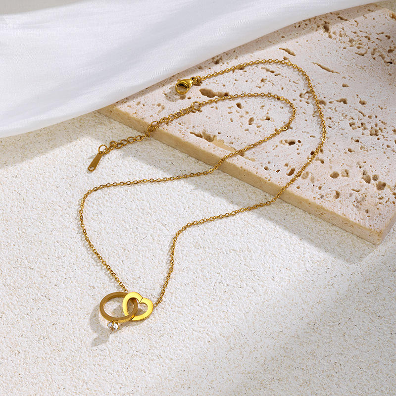 Interlocked Heart & Ring Pendant Necklace