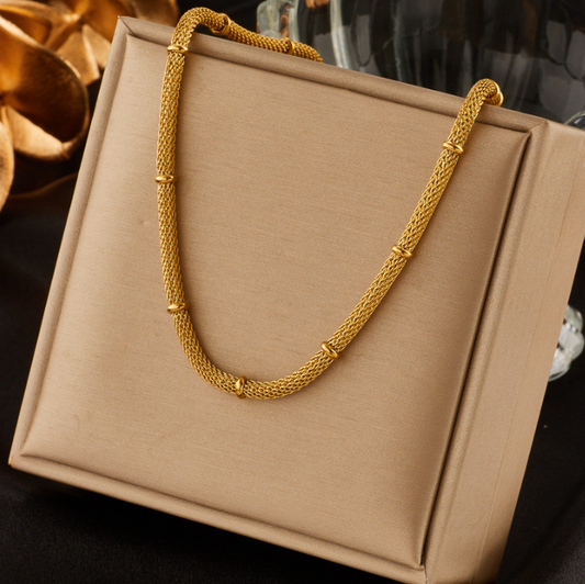 Textured Gold Mesh Chain Necklace