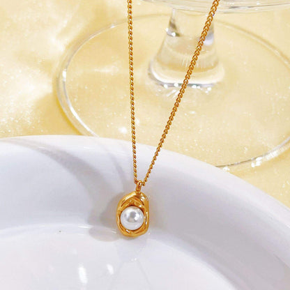 Elegant Pearl Drop Gold Pendant Necklace