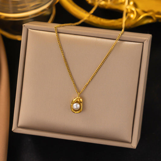 Elegant Pearl Drop Gold Pendant Necklace