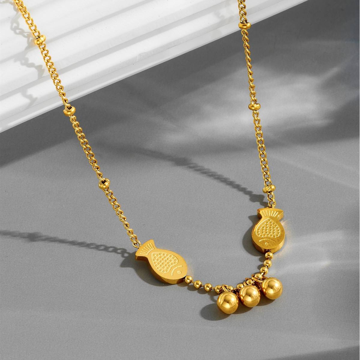 Cute Fish Charm Gold Necklace