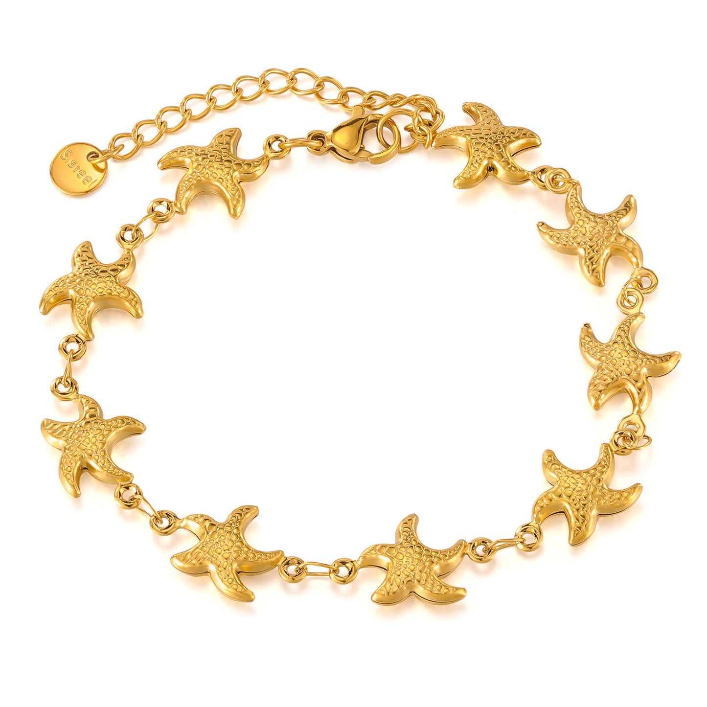 Gold Starfish Charm Chain Bracelet