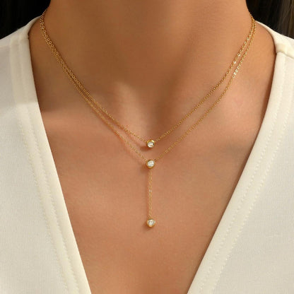 Layered Gold Drop Pendant Necklace