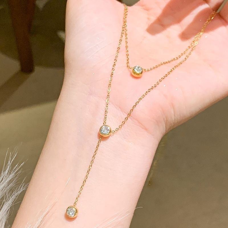 Layered Gold Drop Pendant Necklace
