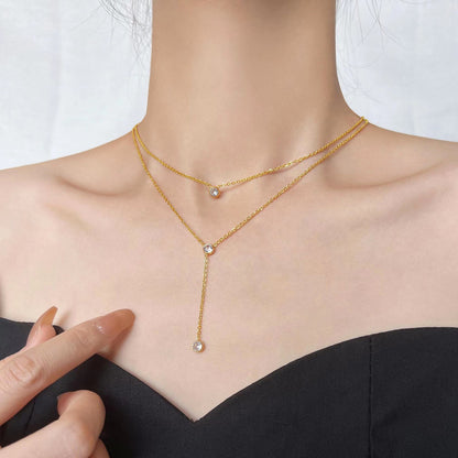 Layered Gold Drop Pendant Necklace