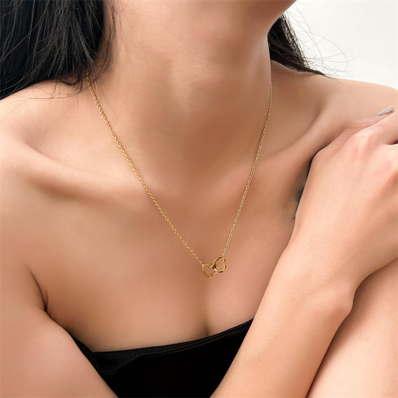 Double Heart Link Chain Necklace