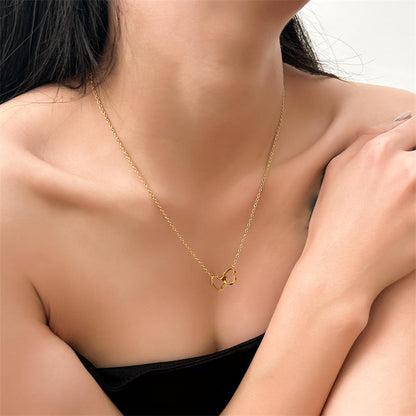 Double Heart Link Chain Necklace