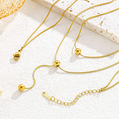 Gold Beaded Layered Drop Necklace