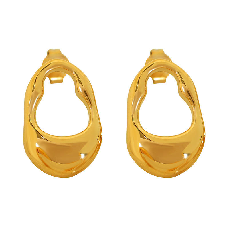 Gold Abstract Drop Stud Earrings