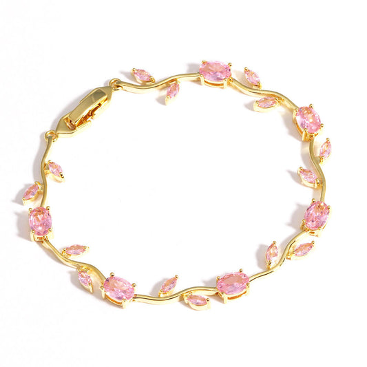 Blush Pink Tulip Crystal Bracelet