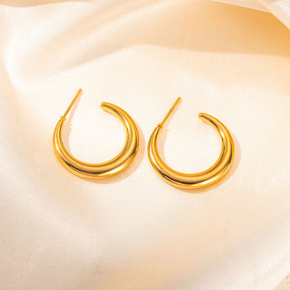Bold Crescent Hoop Earrings – Anti-Tarnish - BlingVows - Best Imitation & Anti Tarnish Jewelry Wholesaler