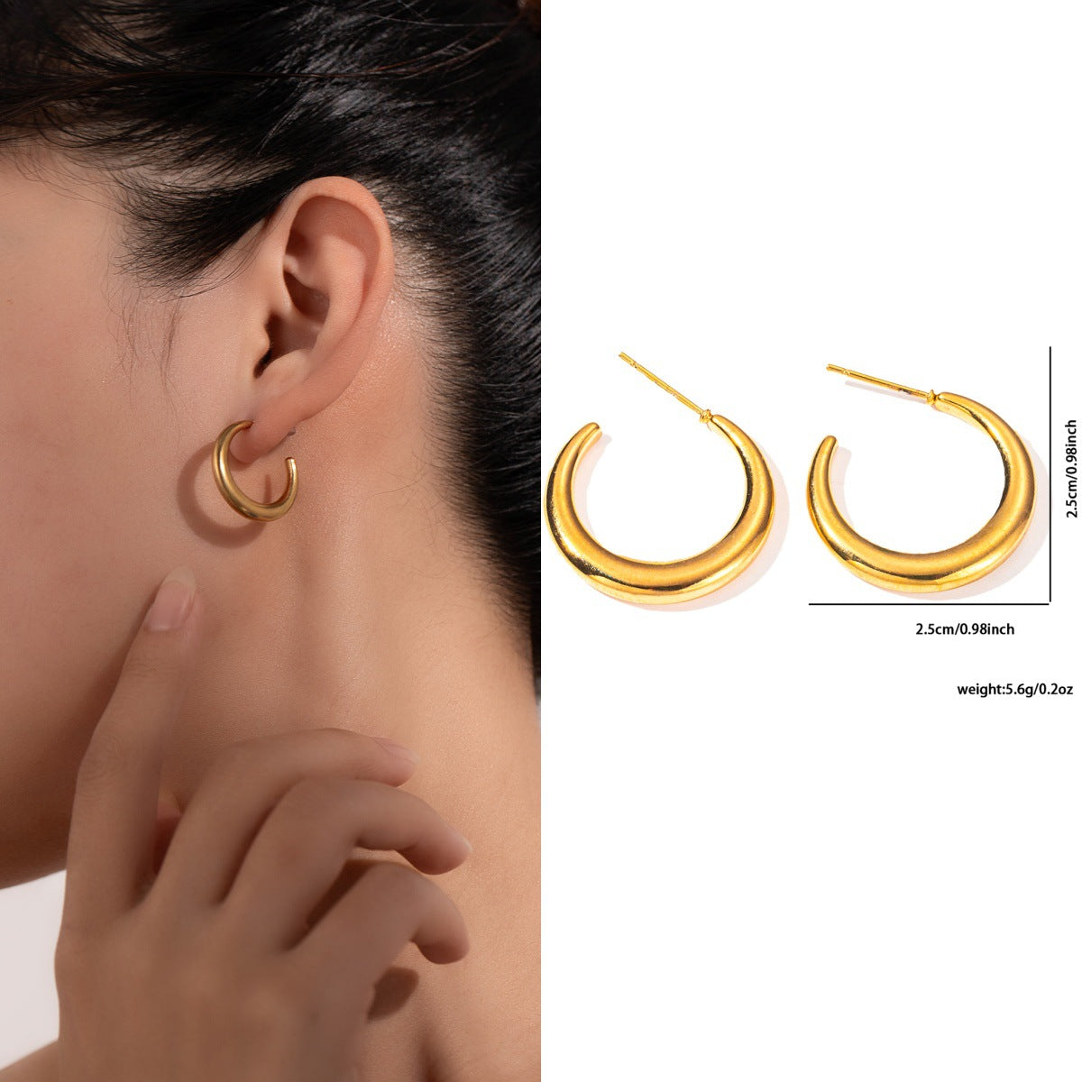 Bold Crescent Hoop Earrings – Anti-Tarnish - BlingVows - Best Imitation & Anti Tarnish Jewelry Wholesaler