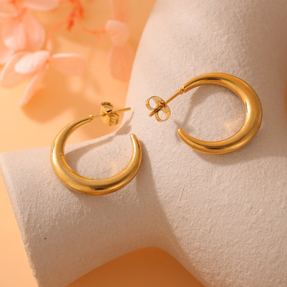 Bold Crescent Hoop Earrings – Anti-Tarnish - BlingVows - Best Imitation & Anti Tarnish Jewelry Wholesaler