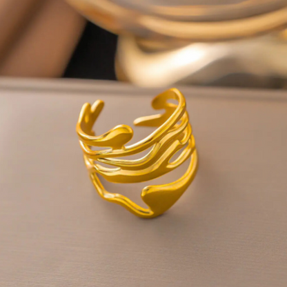 Chunky Hollow Abstract Wide Ring - BlingVows - Best Imitation & Anti Tarnish Jewelry Wholesaler