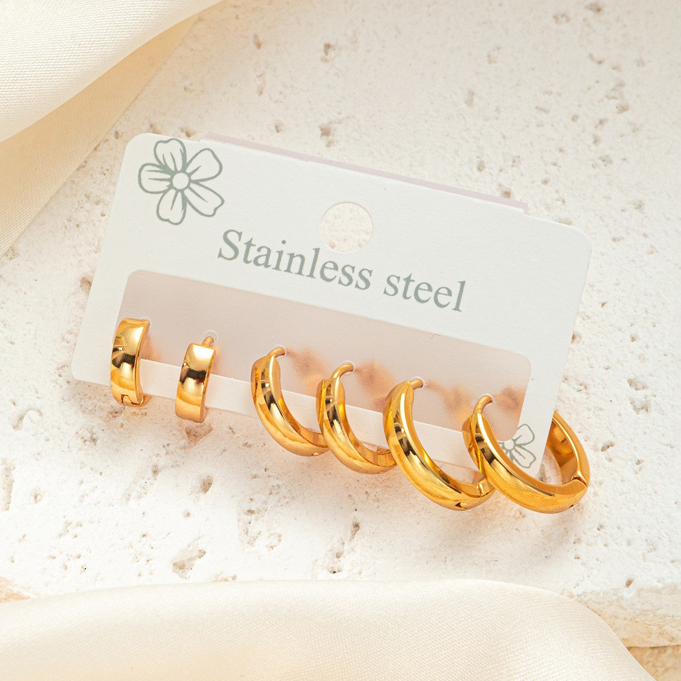 Classic Gold Hoop Set – Anti-Tarnish Stainless Steel (Set of 3 Pairs) - BlingVows - Best Imitation & Anti Tarnish Jewelry Wholesaler
