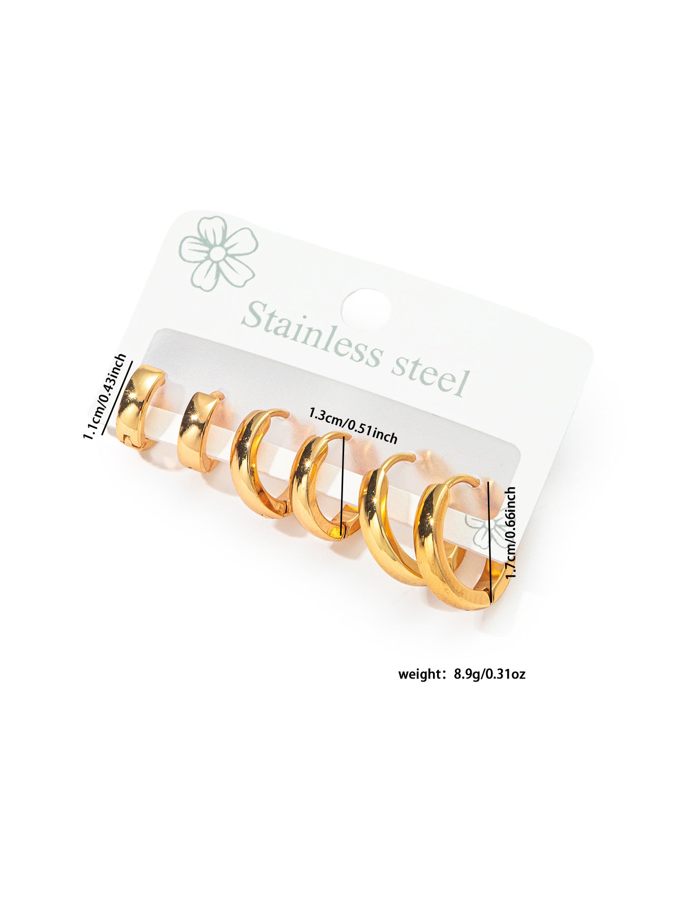 Classic Gold Hoop Set – Anti-Tarnish Stainless Steel (Set of 3 Pairs) - BlingVows - Best Imitation & Anti Tarnish Jewelry Wholesaler