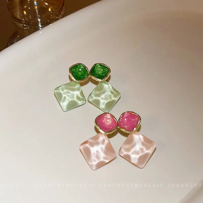 Colorful Rhombus Pattern Acrylic Earrings - BlingVows - Best Imitation & Anti Tarnish Jewelry Wholesaler