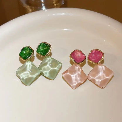 Colorful Rhombus Pattern Acrylic Earrings - BlingVows - Best Imitation & Anti Tarnish Jewelry Wholesaler