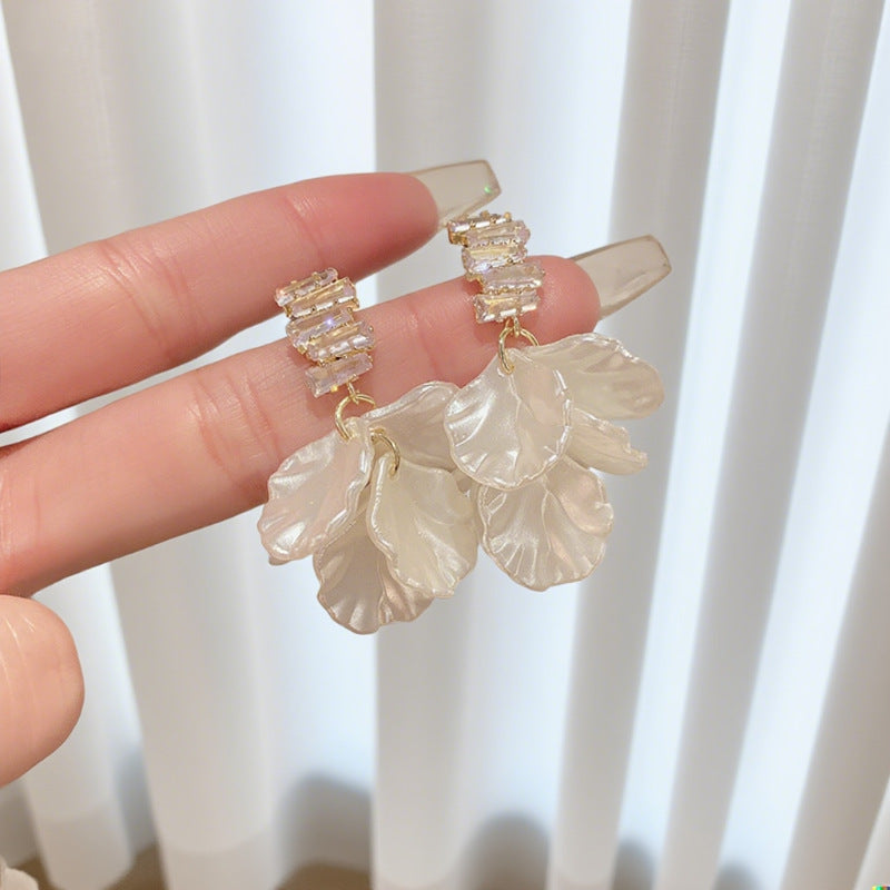 Crystal Bloom Petal Drop Earrings - BlingVows - Best Imitation & Anti Tarnish Jewelry Wholesaler