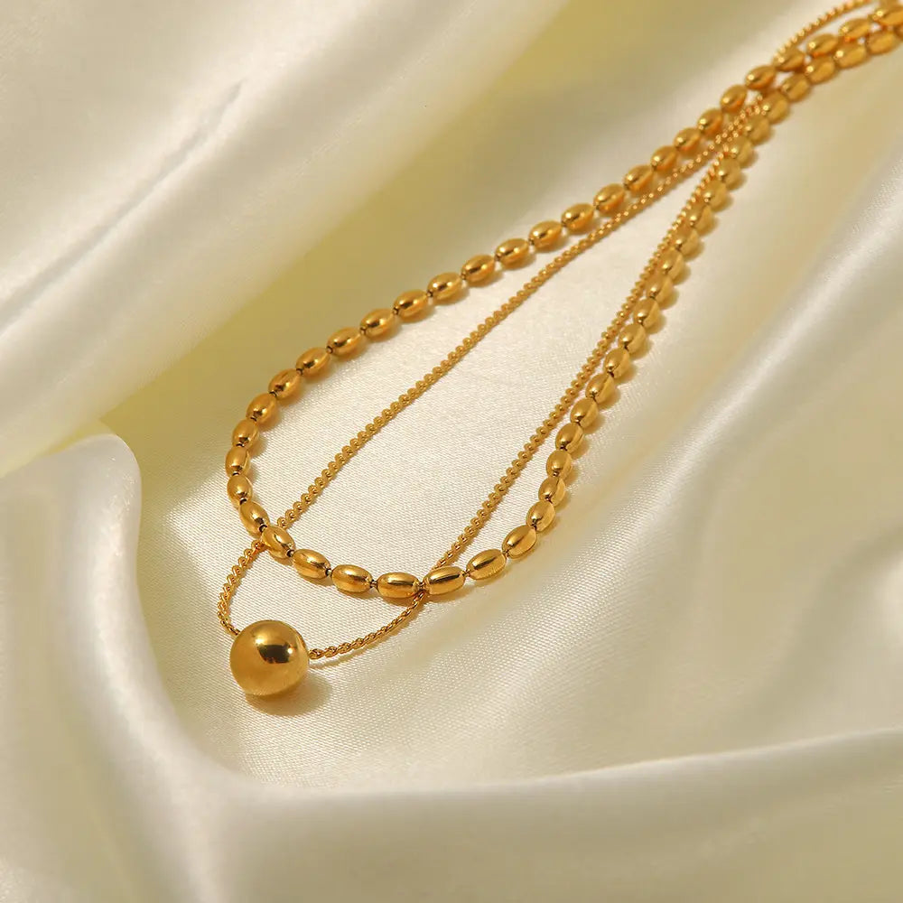 Double-Layer Ball Pendant Necklace - BlingVows - Best Imitation & Anti Tarnish Jewelry Wholesaler