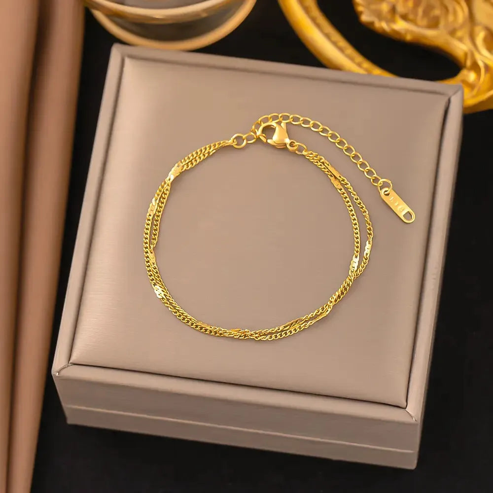 Double Layered Satellite Chain Bracelet - BlingVows - Best Imitation & Anti Tarnish Jewelry Wholesaler