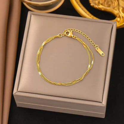 Double Layered Satellite Chain Bracelet - BlingVows - Best Imitation & Anti Tarnish Jewelry Wholesaler