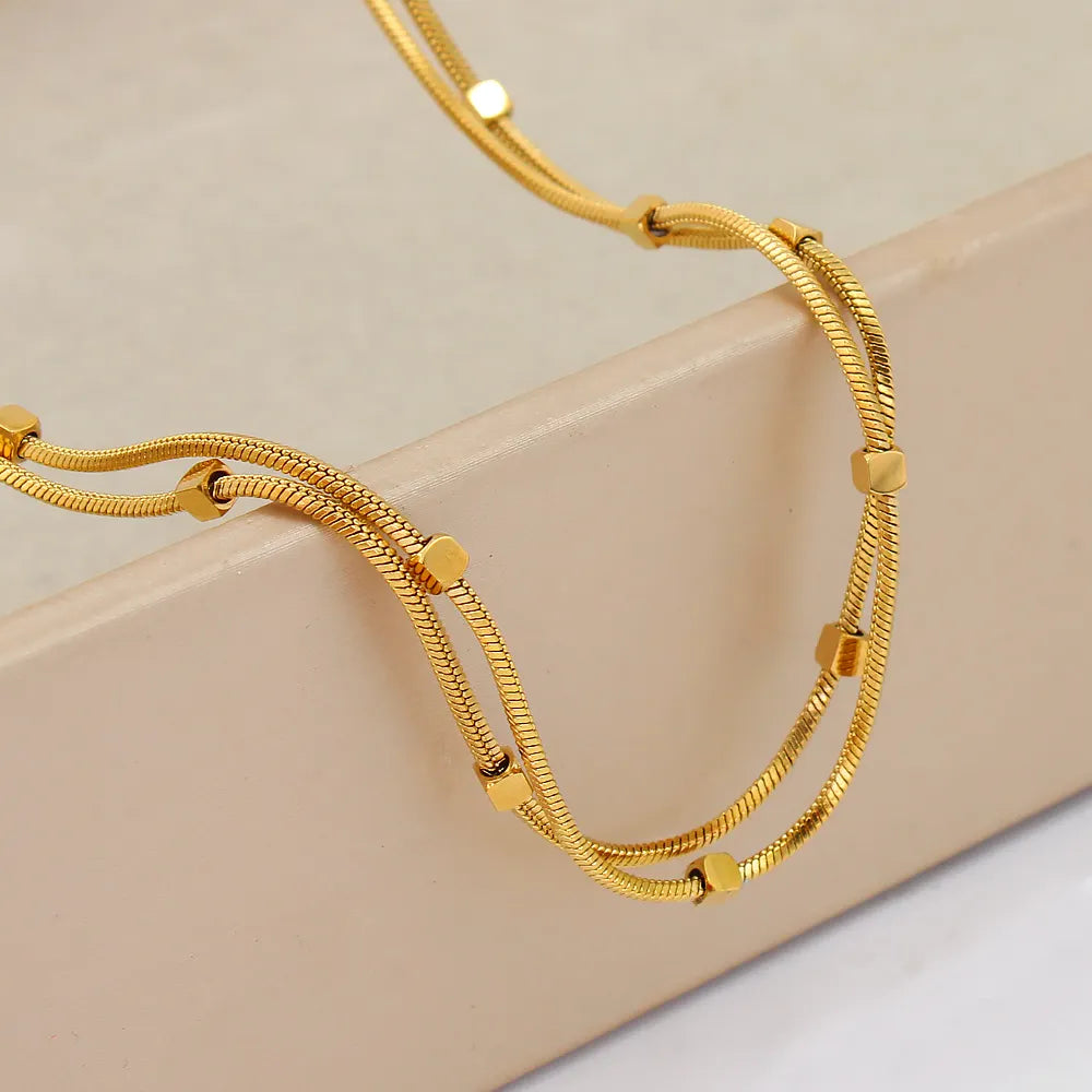 Double-layer Herringbone Cubic Square Beads Necklace - BlingVows - Best Imitation & Anti Tarnish Jewelry Wholesaler