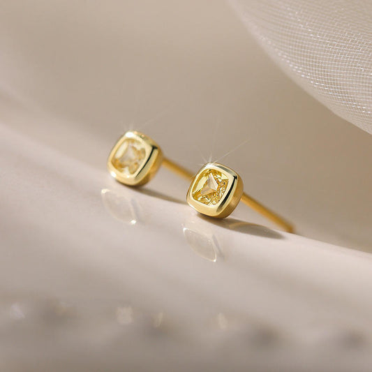 Minimal Square Crystal Stud Earrings