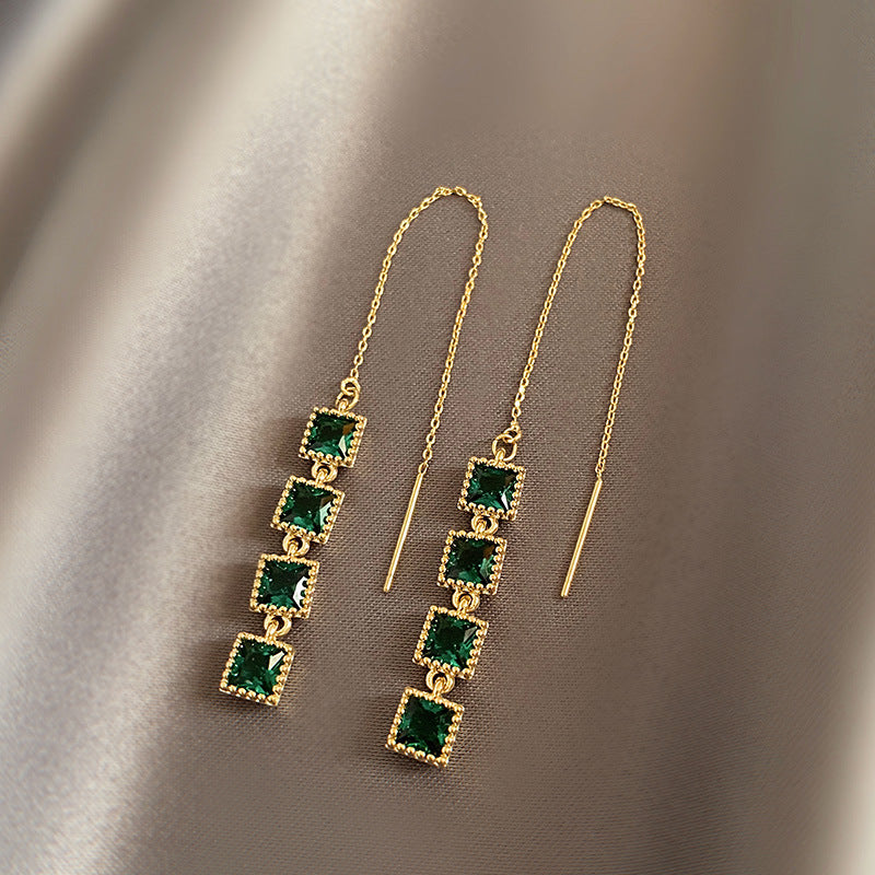 Emerald Cascade Threader Earrings - BlingVows - Best Imitation & Anti Tarnish Jewelry Wholesaler