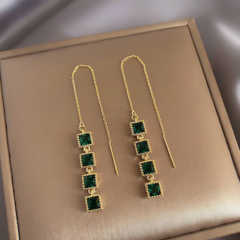 Emerald Cascade Threader Earrings - BlingVows - Best Imitation & Anti Tarnish Jewelry Wholesaler