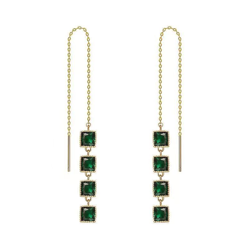 Emerald Cascade Threader Earrings - BlingVows - Best Imitation & Anti Tarnish Jewelry Wholesaler