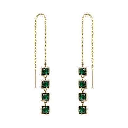 Emerald Cascade Threader Earrings - BlingVows - Best Imitation & Anti Tarnish Jewelry Wholesaler
