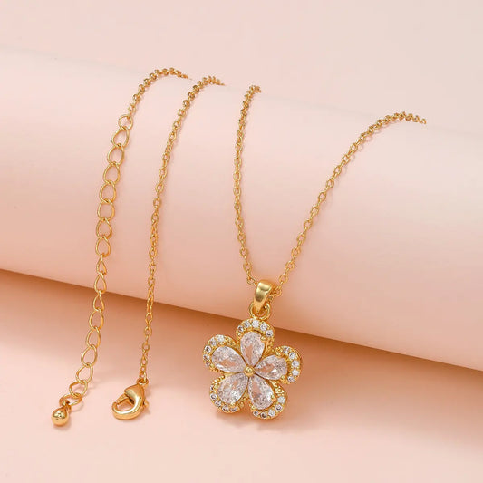 Five Leaf Clover Full Diamonds Pendant Necklace - BlingVows - Best Imitation & Anti Tarnish Jewelry Wholesaler