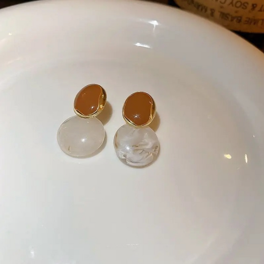 Geometric Round Contrast Enamel Earrings - BlingVows - Best Imitation & Anti Tarnish Jewelry Wholesaler