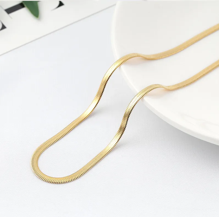 Gold Flat Snake Chain - BlingVows - Best Imitation & Anti Tarnish Jewelry Wholesaler