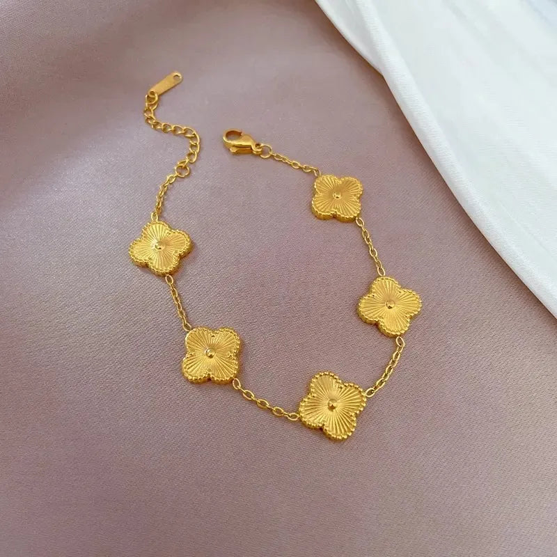 Gold Four Leaf Lucky Clover Bracelet - BlingVows - Best Imitation & Anti Tarnish Jewelry Wholesaler