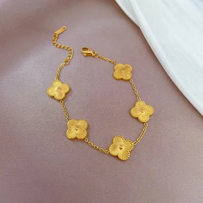 Gold Four Leaf Lucky Clover Bracelet - BlingVows - Best Imitation & Anti Tarnish Jewelry Wholesaler