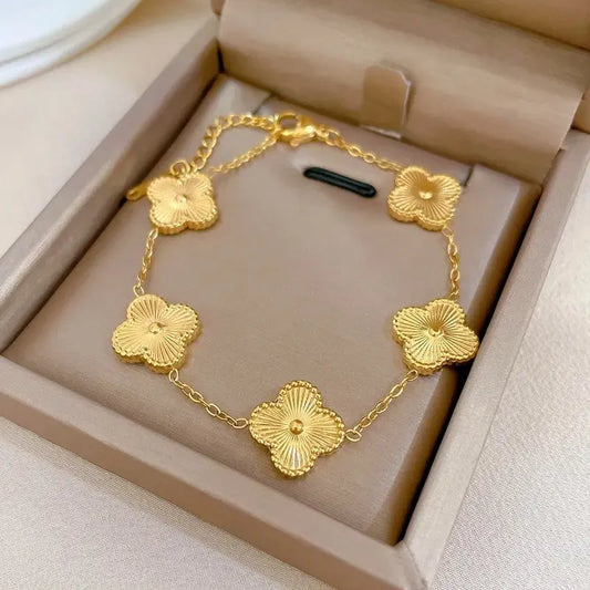 Gold Four Leaf Lucky Clover Bracelet - BlingVows - Best Imitation & Anti Tarnish Jewelry Wholesaler