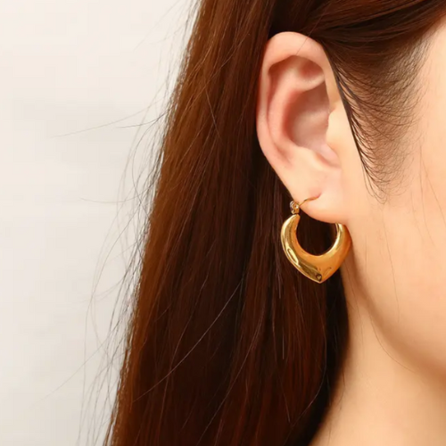 Gold Plated Love Heart Women Hoop Earrings - BlingVows - Best Imitation & Anti Tarnish Jewelry Wholesaler