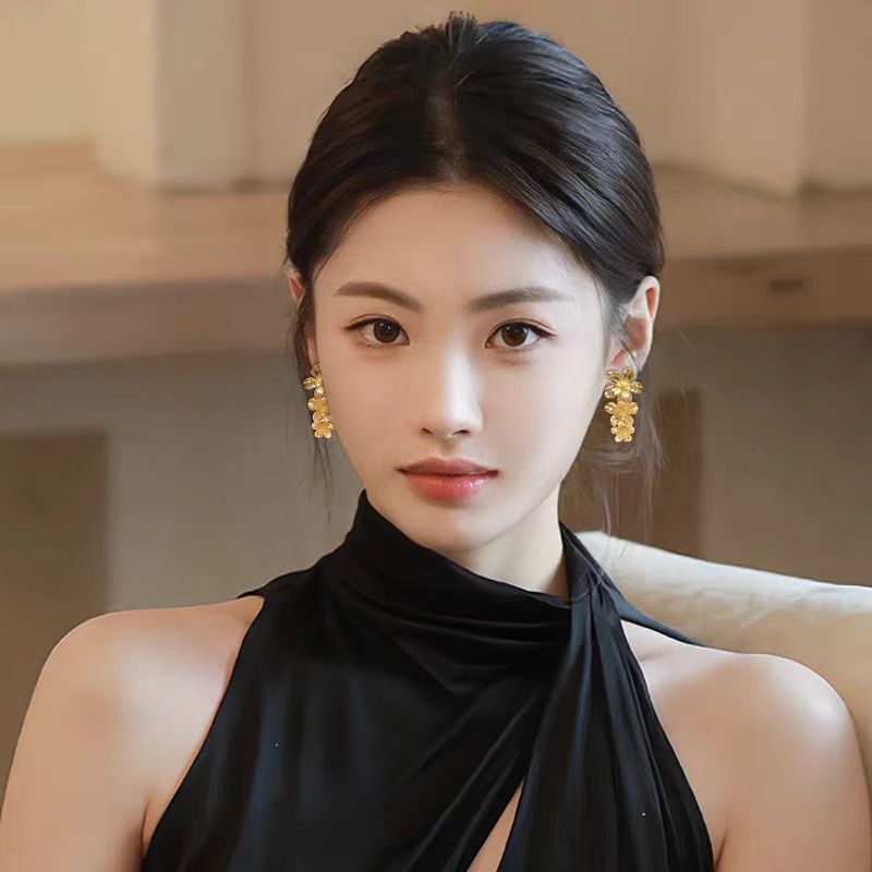 Golden Bloom Cascade Earrings - BlingVows - Best Imitation & Anti Tarnish Jewelry Wholesaler