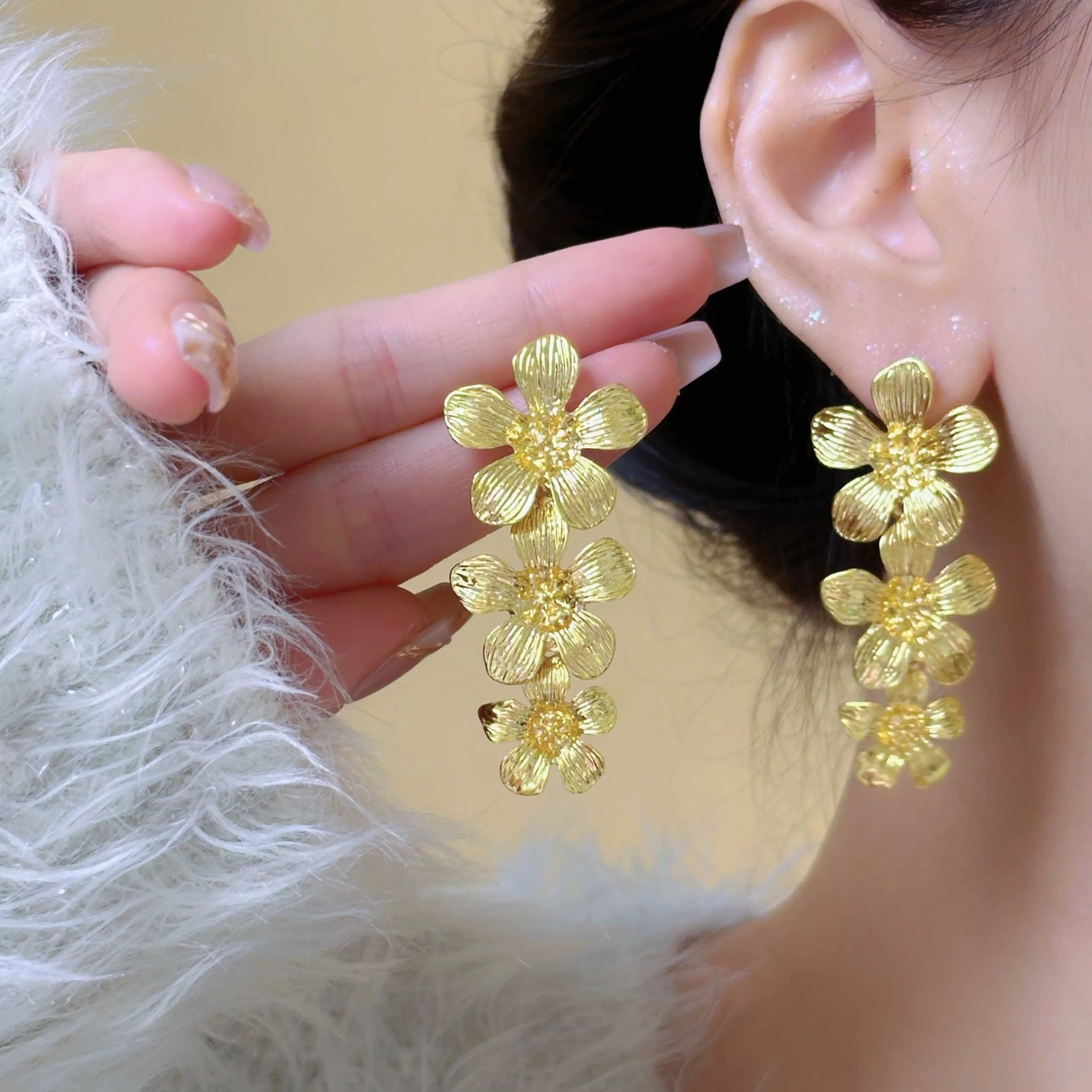 Golden Bloom Cascade Earrings - BlingVows - Best Imitation & Anti Tarnish Jewelry Wholesaler