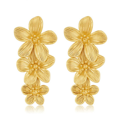 Golden Bloom Cascade Earrings - BlingVows - Best Imitation & Anti Tarnish Jewelry Wholesaler