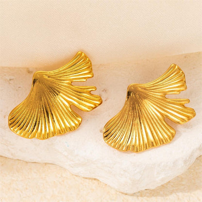 Golden Ginkgo Leaf Earrings – Anti-Tarnish - BlingVows - Best Imitation & Anti Tarnish Jewelry Wholesaler