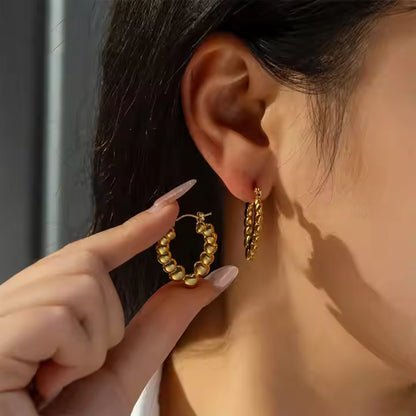 Golden Heart Charm Hoop Earrings - BlingVows - Best Imitation & Anti Tarnish Jewelry Wholesaler